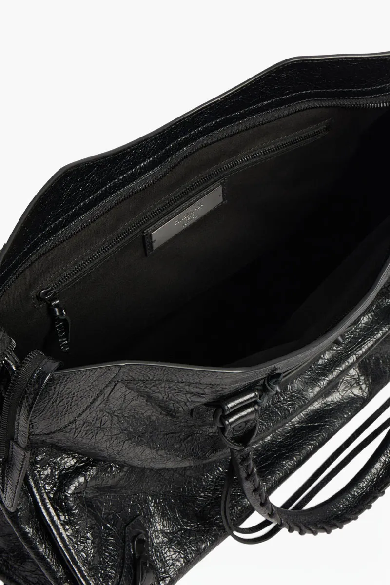 BALENCIAGA Large Le City Bag in Black Arena Lambskin BHW 4