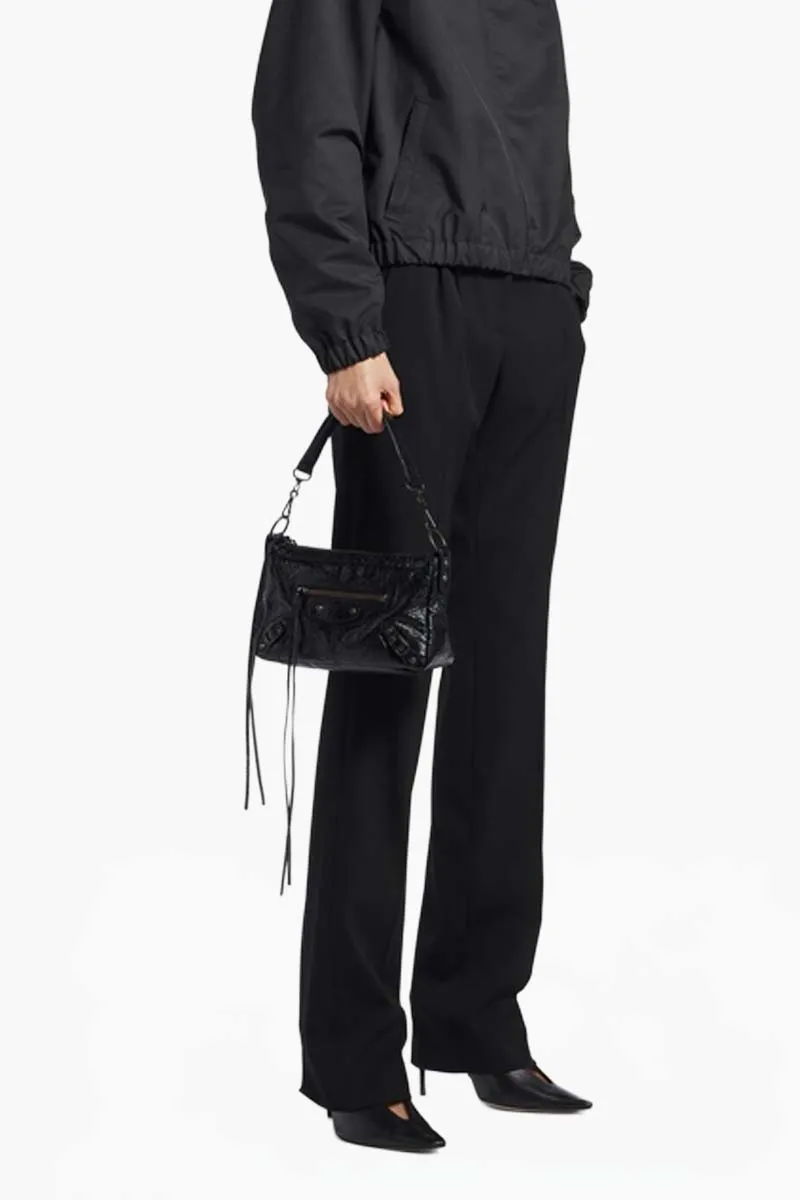 BALENCIAGA Mini Le City Moto Shoulder Bag in Black Arena Lambskin RHW 4
