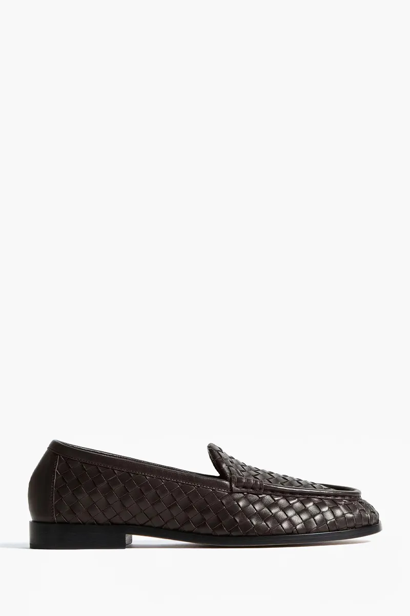 BOTTEGA VENETA Women Silenzio Intrecciato Loafers in Espresso Lambskin 0