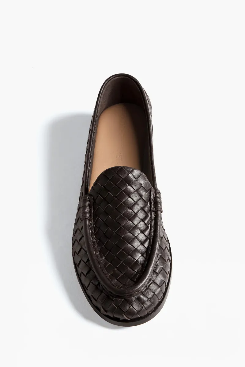 BOTTEGA VENETA Women Silenzio Intrecciato Loafers in Espresso Lambskin 2