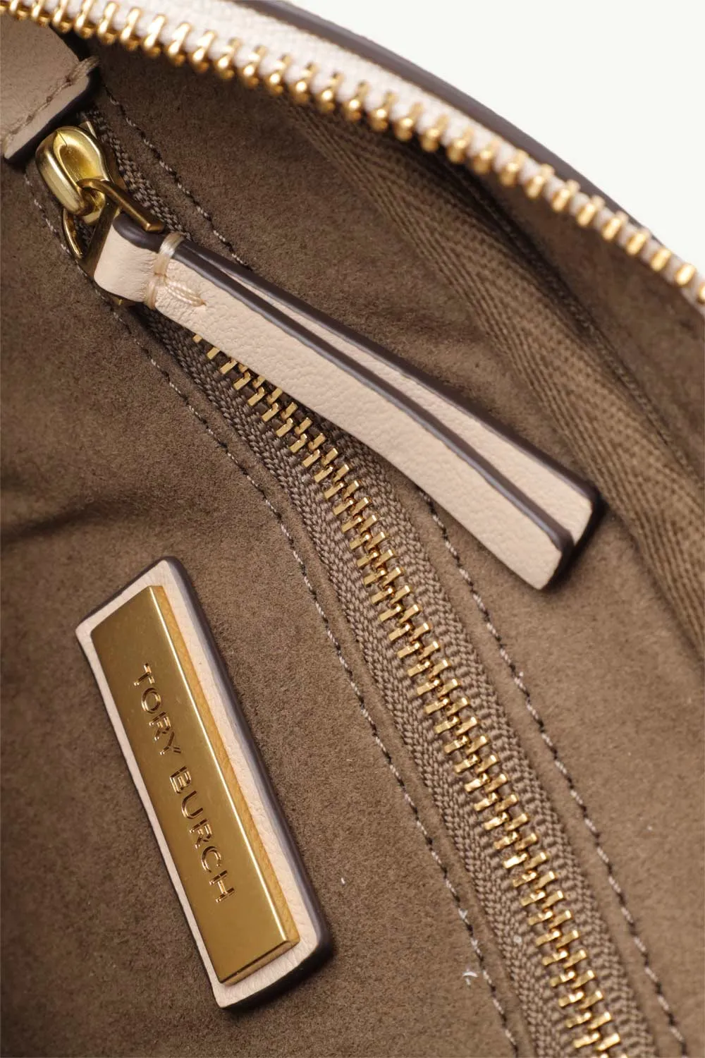 TORY BURCH Mini Kira Camera Crossbody Bag in Brie/Rolled Gold Quilted GHW 3