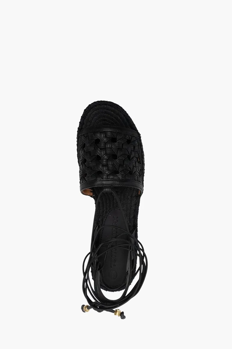 TORY BURCH Women Basket-Weave Platform Espadrilles Sandals in Perfect Black 3