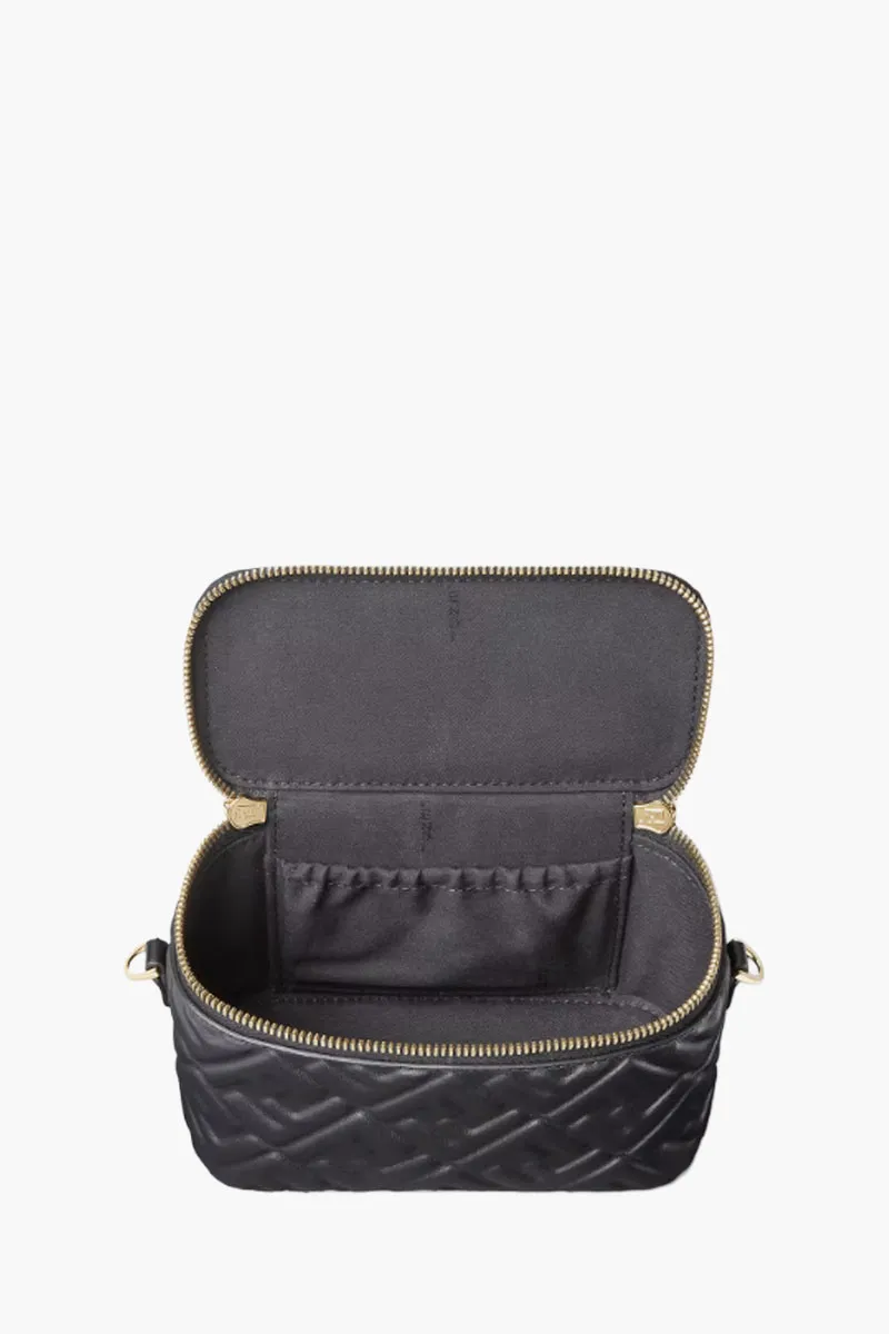 FENDI Mini FF Vanity Shoulder Bag in Black Nappa Leather 3