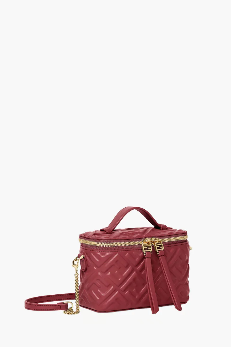 FENDI Mini FF Vanity Shoulder Bag in Red Nappa Leather 1