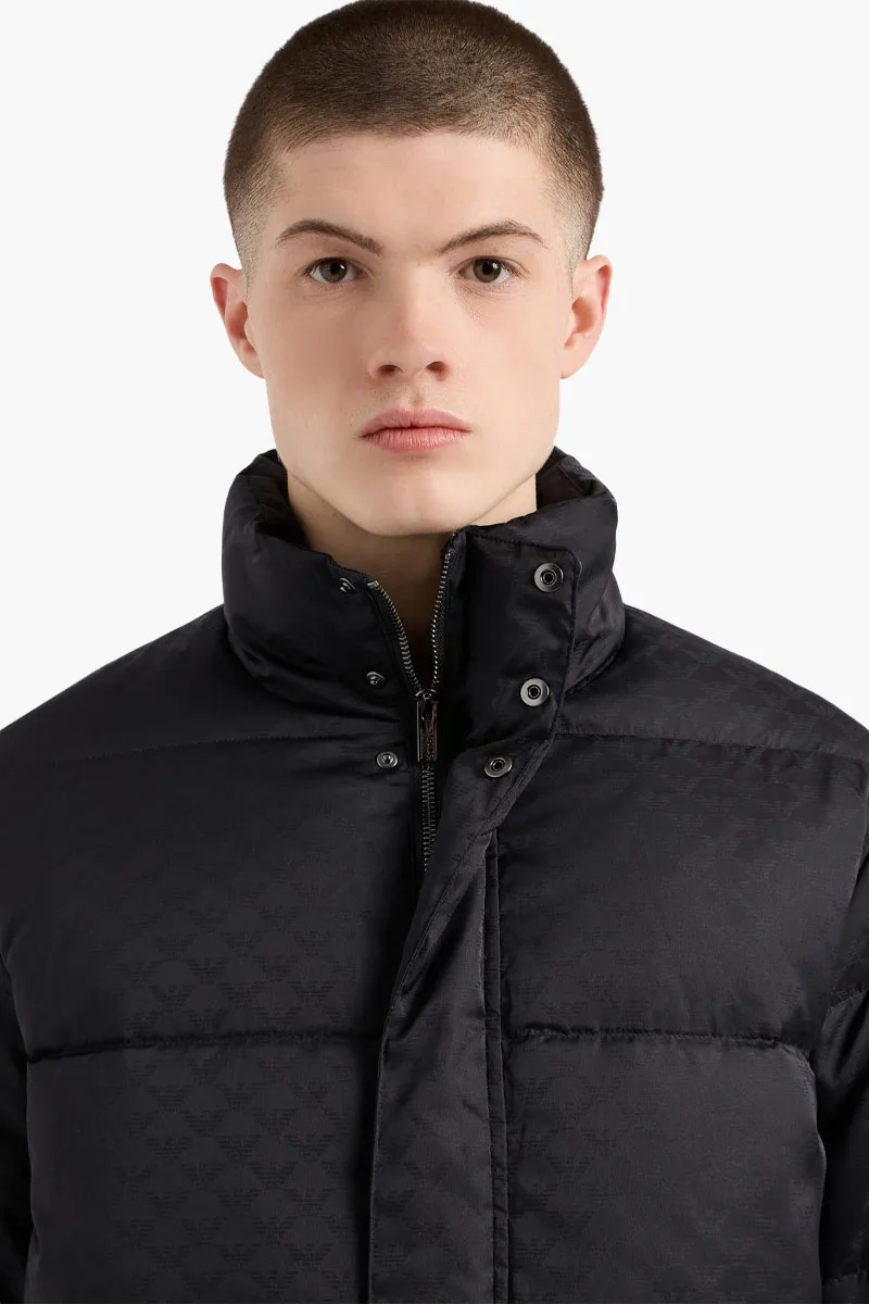 EMPORIO ARMANI Men Quilted Puffer Jacket in Black with All-Over Jacquard Eagle 3