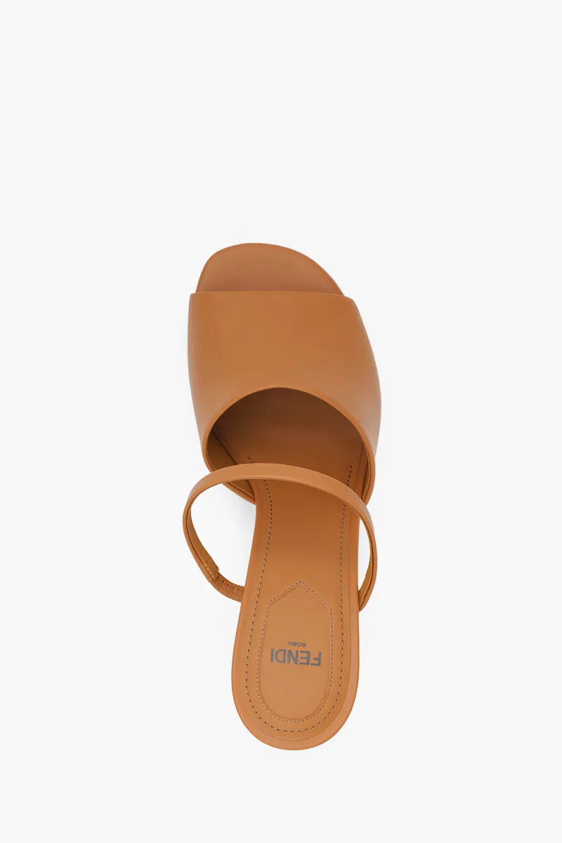 FENDI Women First Open Toe Sandals 105mm in Caramel Leather with Diagonal F-Shaped Heels 3