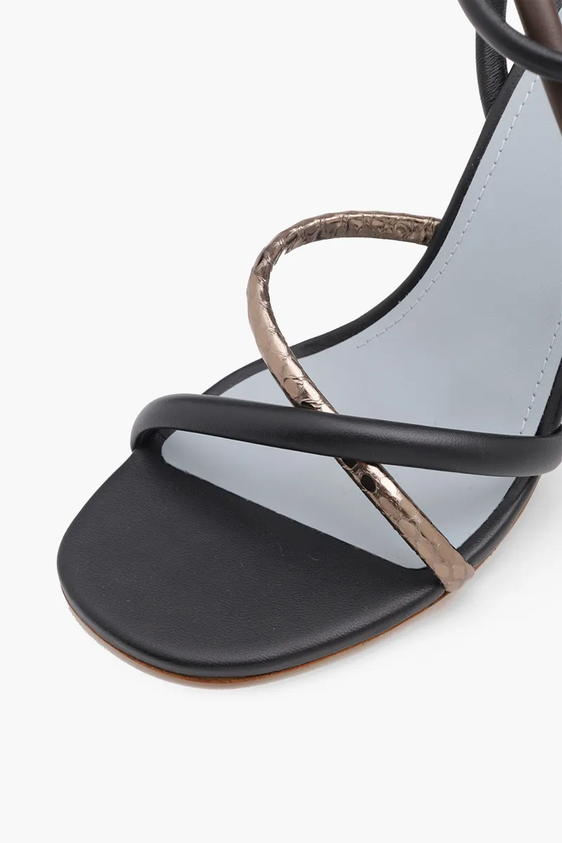 FENDI Women First Open Toe Strappy Sandals 90mm in Black/Light Blue 4