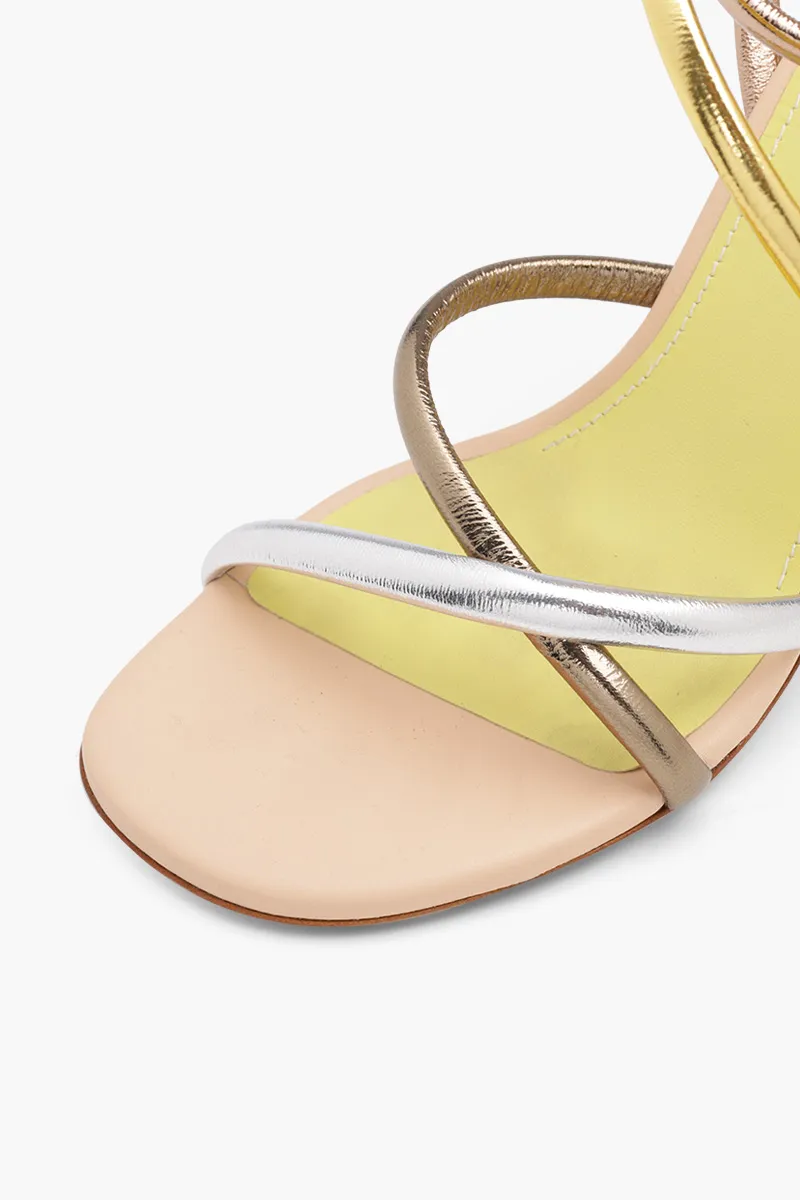 FENDI Women First Open Toe Strappy Sandals 90mm in Gold Multicolor 4