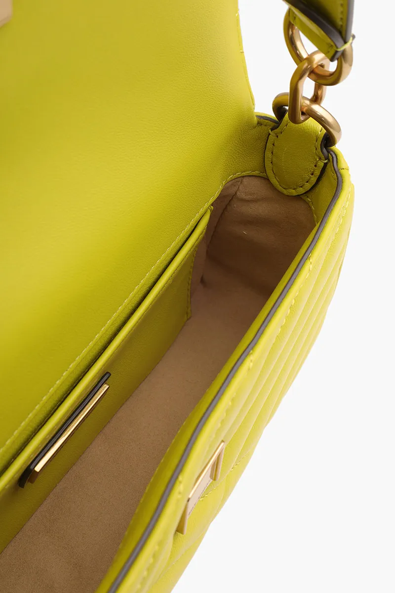 TORY BURCH Kira Chevron Small Flap Shoulder Bag in Island Chartreuse 3
