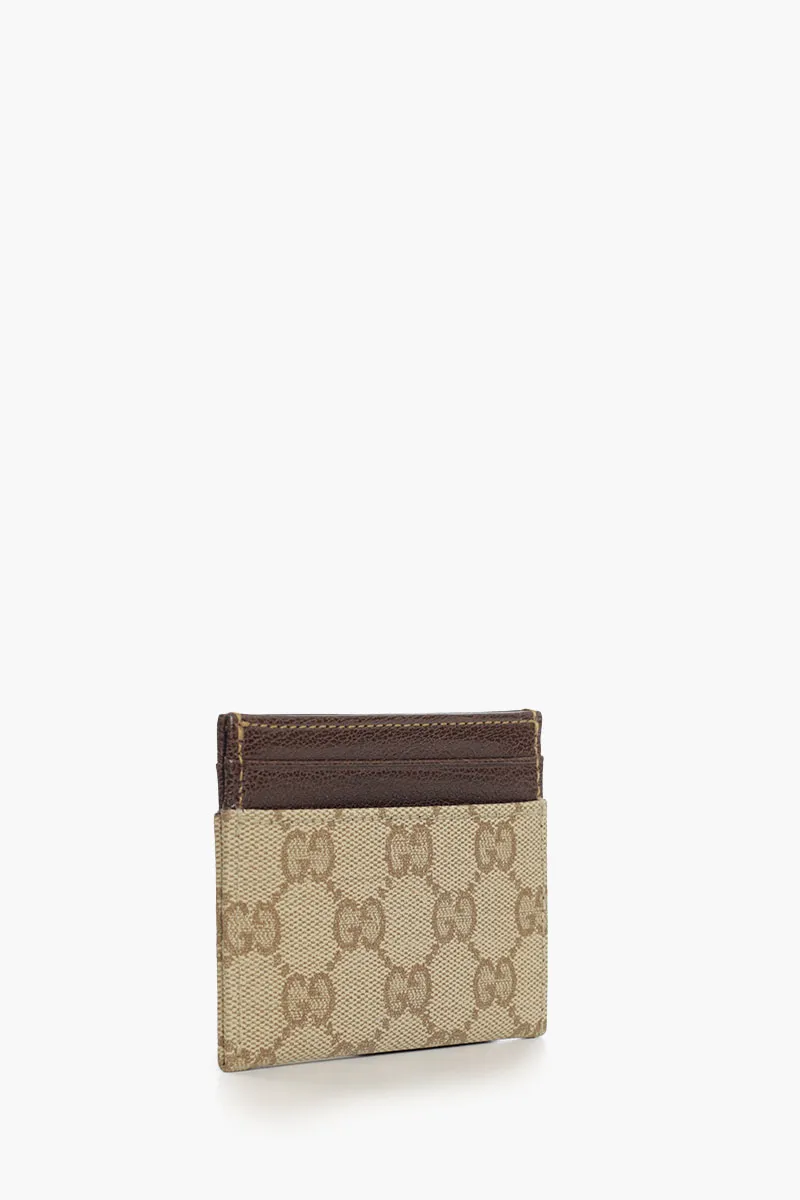 GUCCI Essence Classic Card Holder in Sand/Dark Brown GG Canvas 1