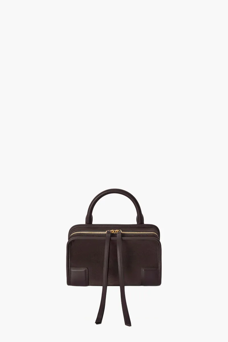 LOEWE Mini Amazona 180 Handbag in Dark Brown Suede Calfskin 0