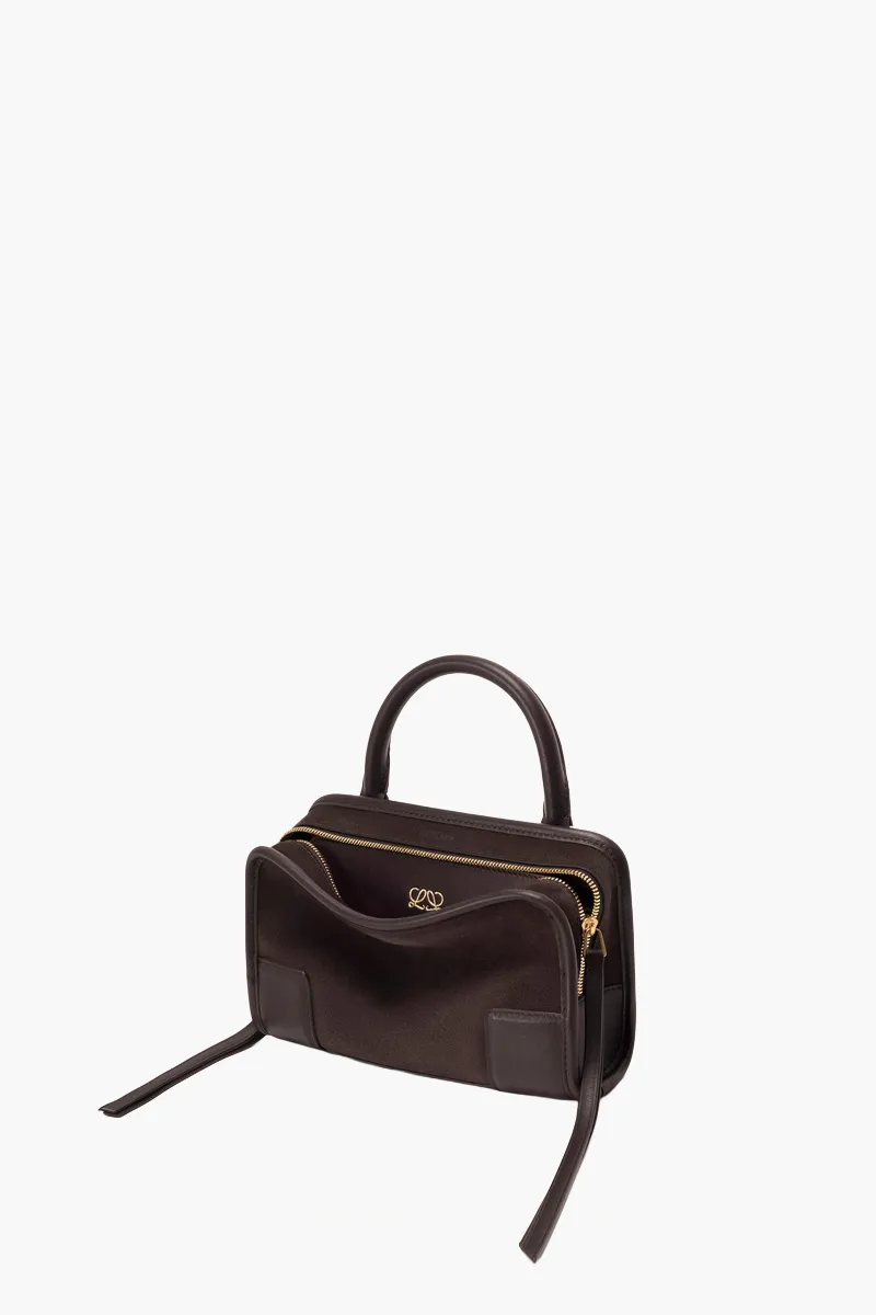 LOEWE Mini Amazona 180 Handbag in Dark Brown Suede Calfskin 1