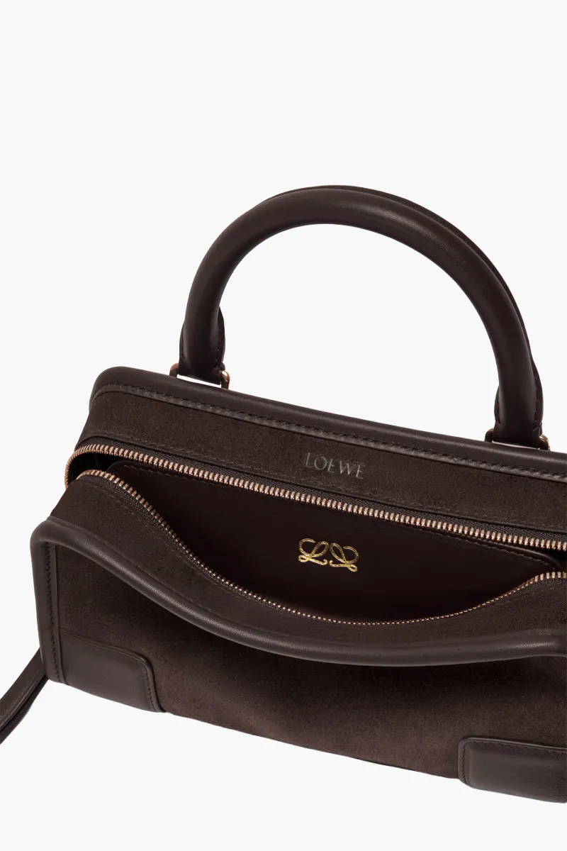LOEWE Mini Amazona 180 Handbag in Dark Brown Suede Calfskin 3
