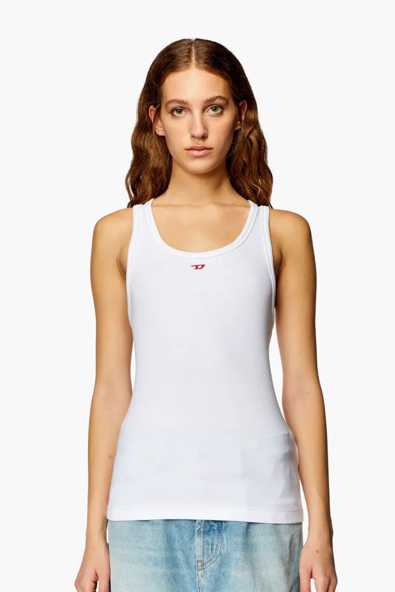 DIESEL Women T-Anky-D Tank Top in White with Embroidered D Patch 3