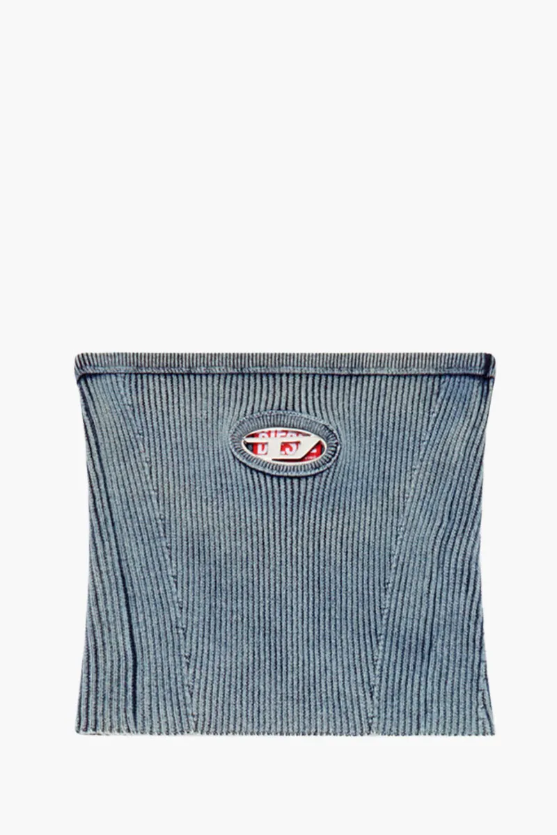 DIESEL Women M-Clarksvillex-C Oval D Logo Top in Dark Blue Ribbet Knit 0