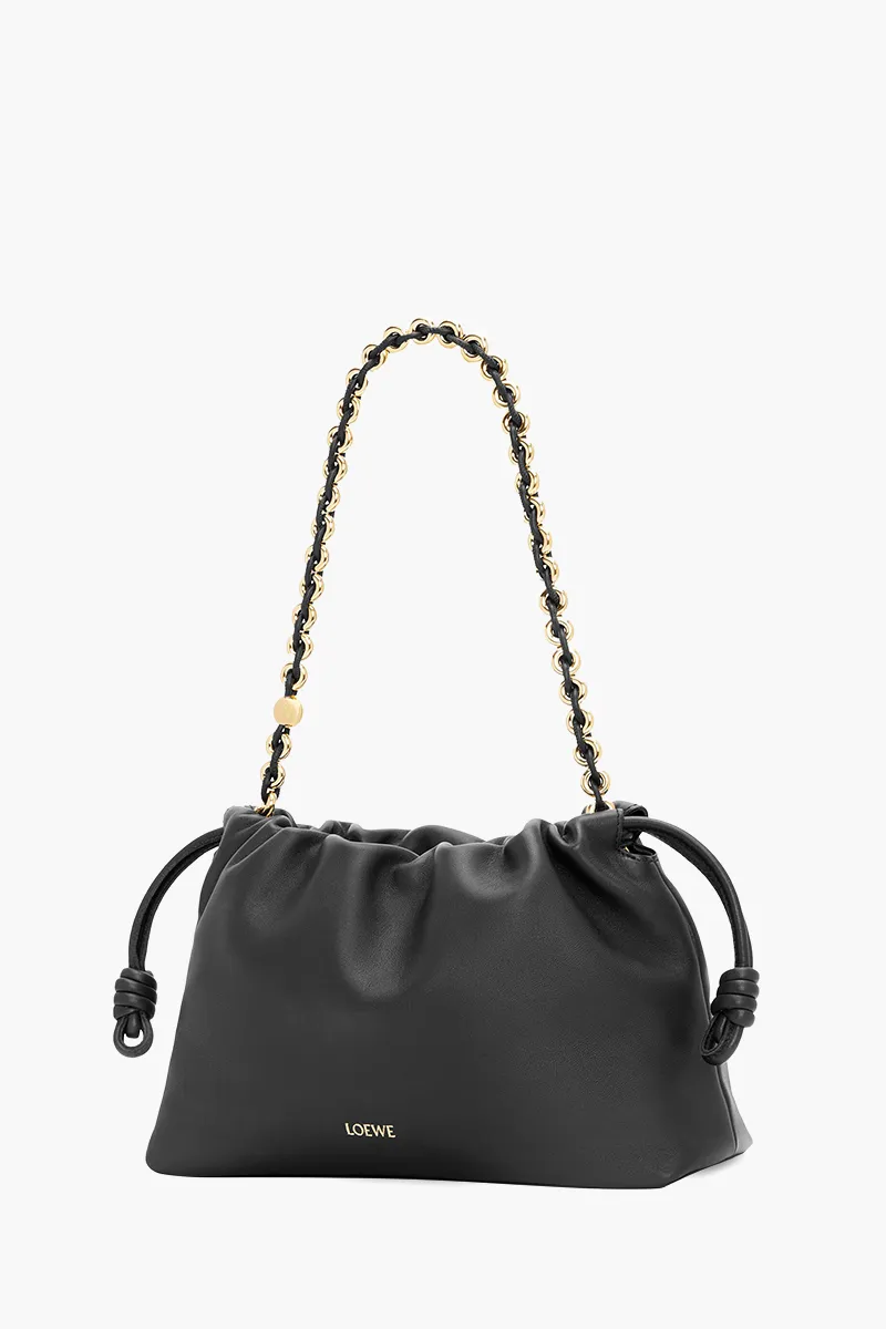 LOEWE Medium Flamenco Purse Bag in Black Mellow Nappa Lambskin 2