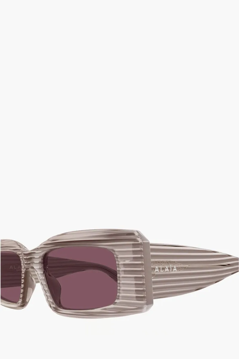 ALAIA Rectangular sunglasses in Brown Transparent/Violet Acetate 2