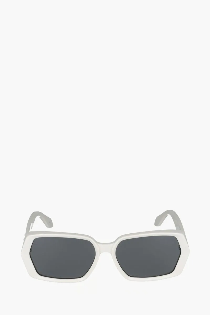 ALAIA Geometric Sunglasses in White/White/Grey Acetate 0