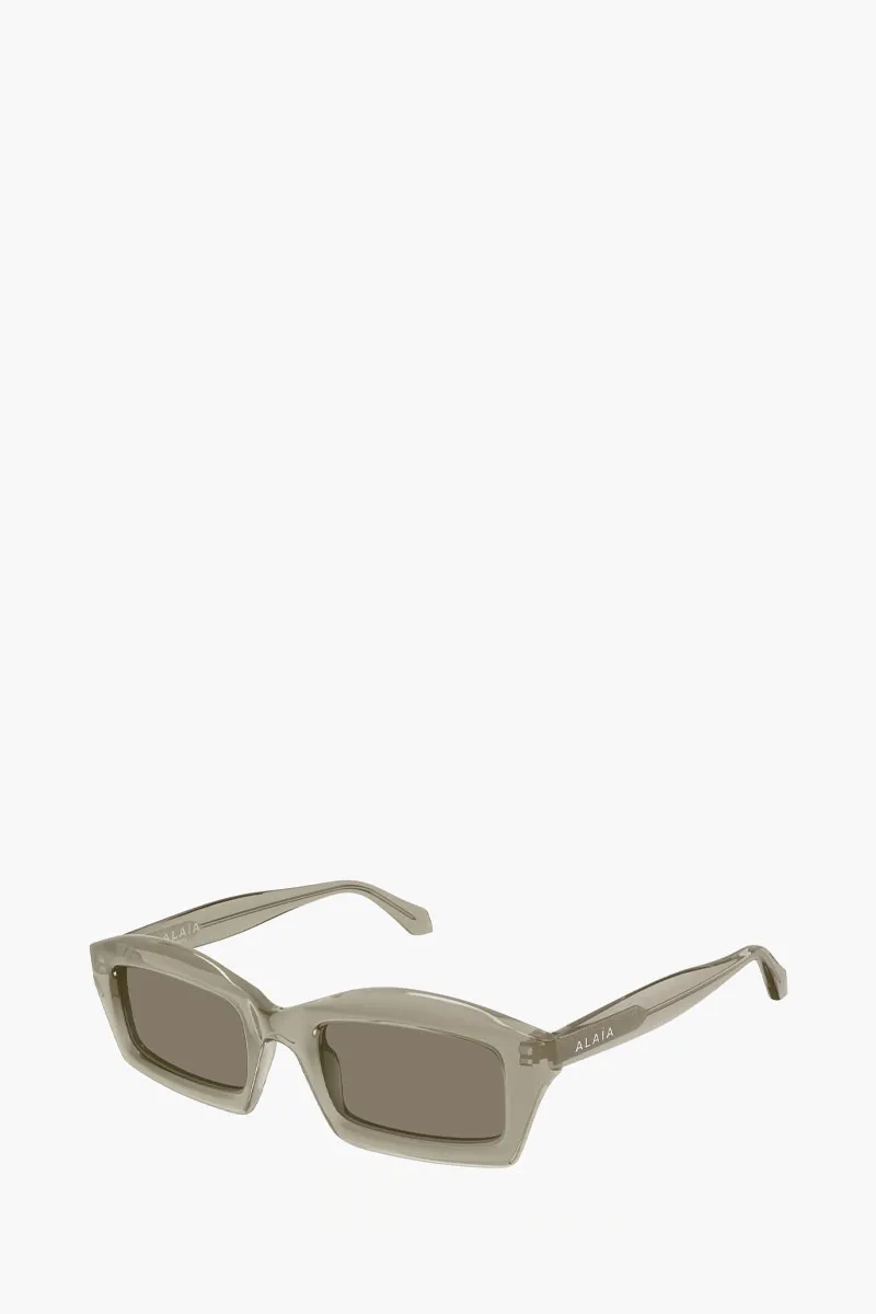ALAIA Rectangle Sunglasses in Brown Transparent/Brown Acetate 1
