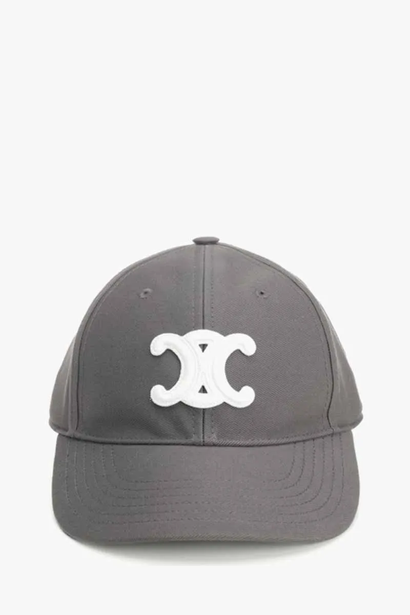CELINE Triomphe Baseball Cap in Ardoise Washed Cotton Gabardine 0
