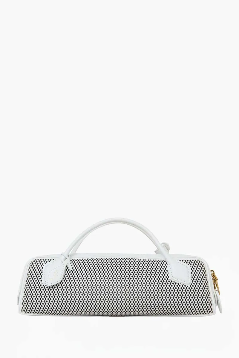 ALAIA Small Le Teckel Bag in White Perforated Calfskin x Lambskin 0