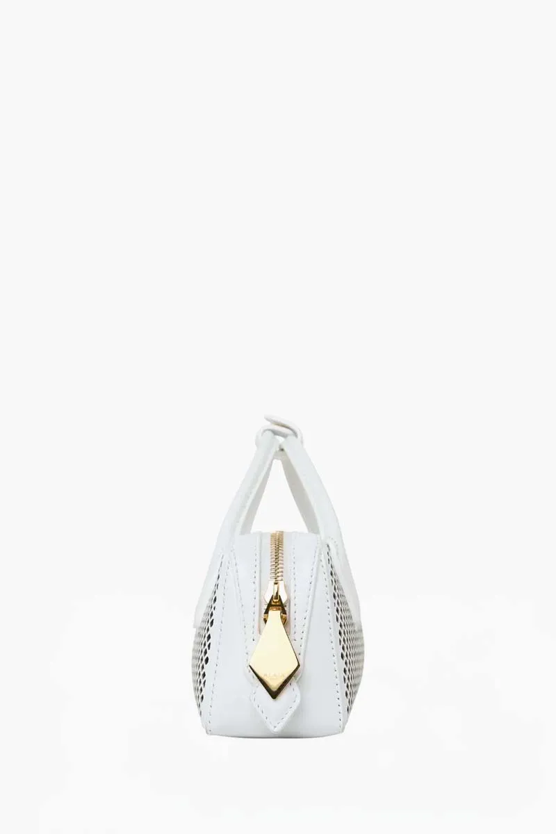 ALAIA Small Le Teckel Bag in White Perforated Calfskin x Lambskin 1
