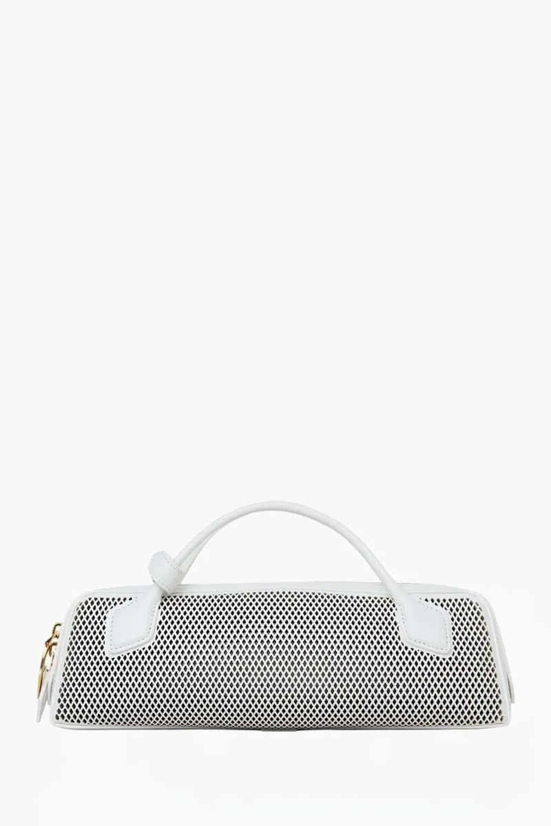 ALAIA Small Le Teckel Bag in White Perforated Calfskin x Lambskin 2