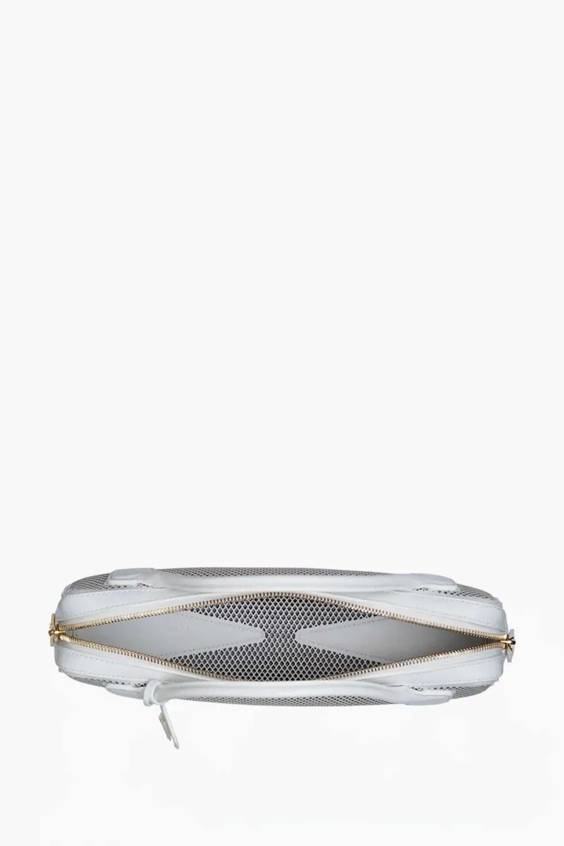 ALAIA Small Le Teckel Bag in White Perforated Calfskin x Lambskin 3