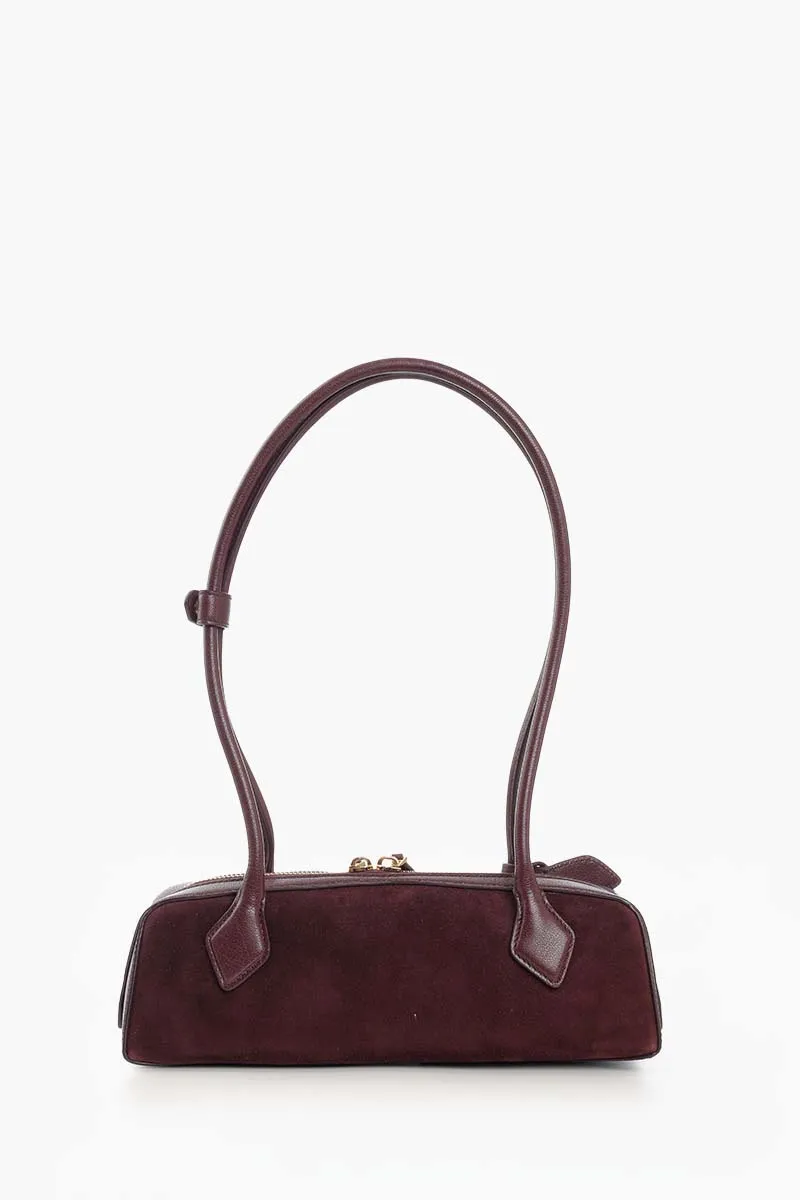 ALAIA Small Le Teckel Shoulder Bag in Rouge Grenat Suede x Shiny Goatskin 2