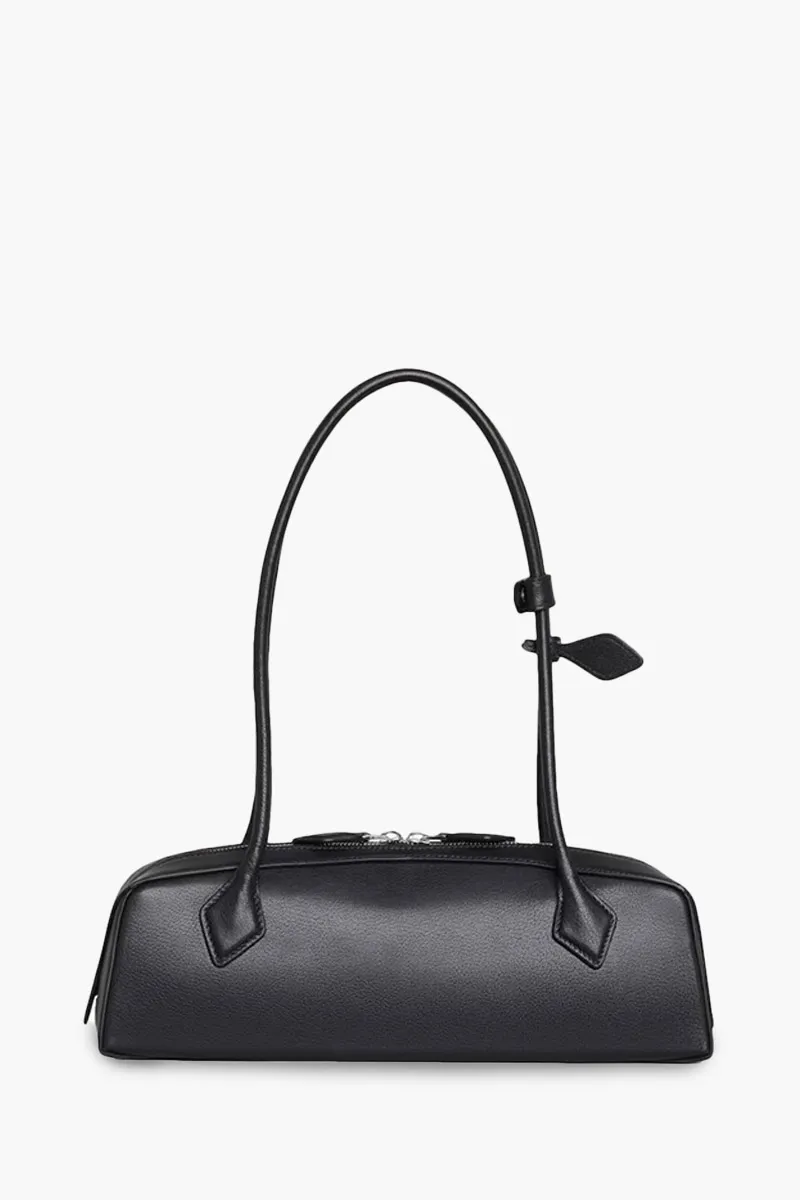 ALAIA Medium Le Teckel Bag in Black Goatskin Leather 1