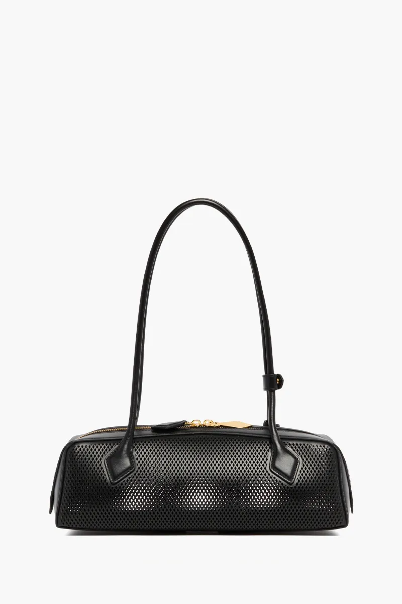 ALAIA Medium Le Teckel Bag in Black Perforated Leather 2