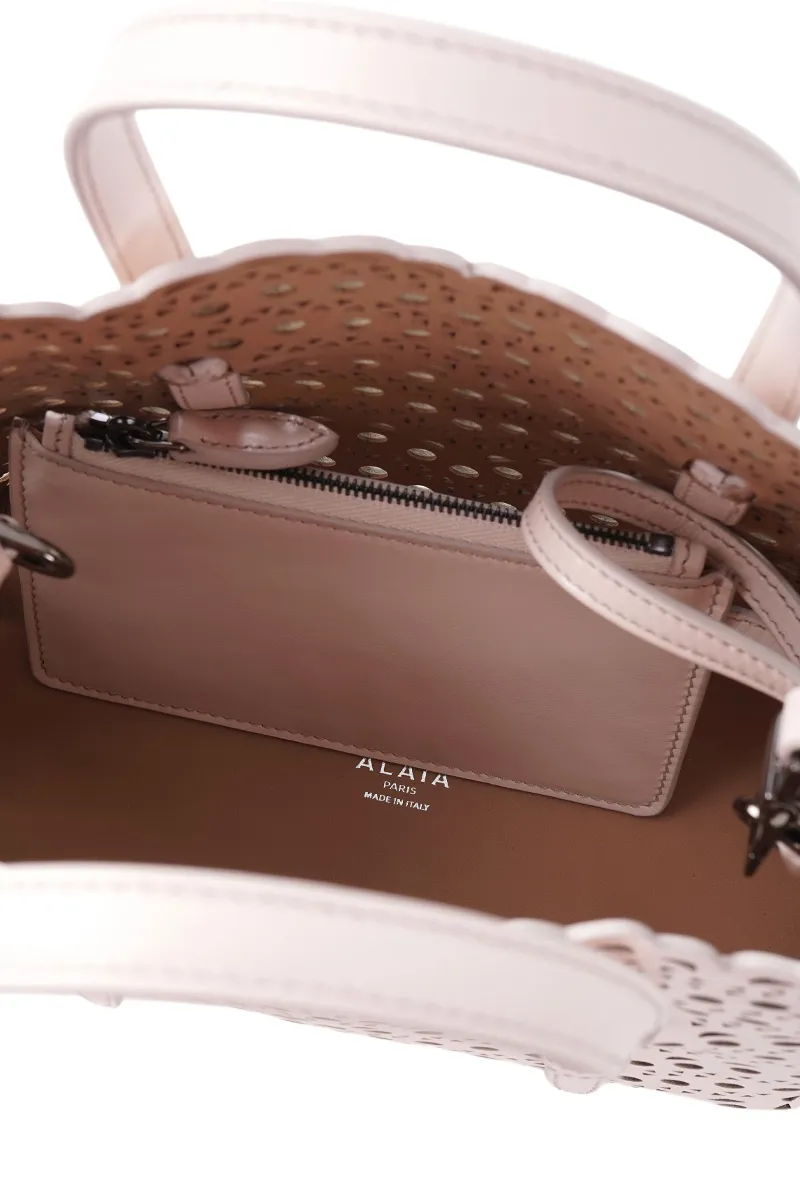 ALAIA Mina 20 Lasered Tote Bag in Pale Rose with Inner Pouch 3