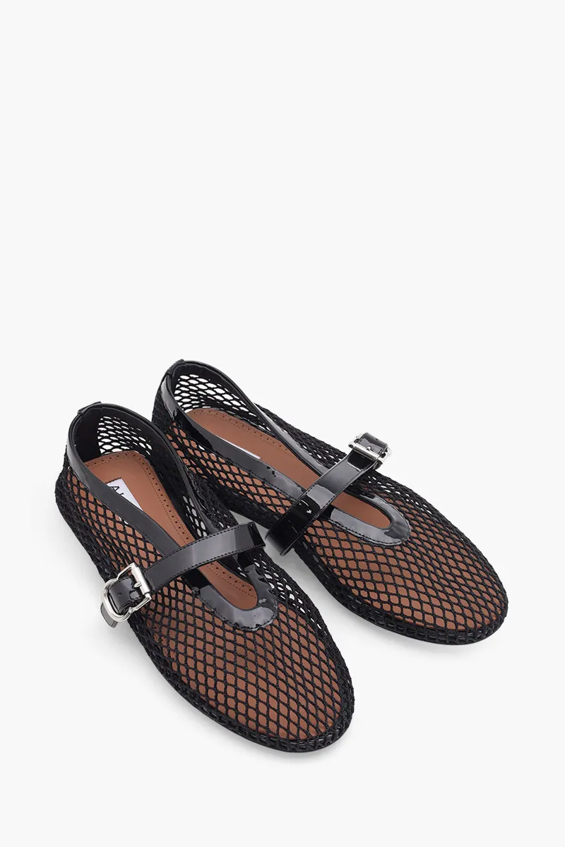 ALAIA Women Fishnet Ballet Flats Shoes in Black 1
