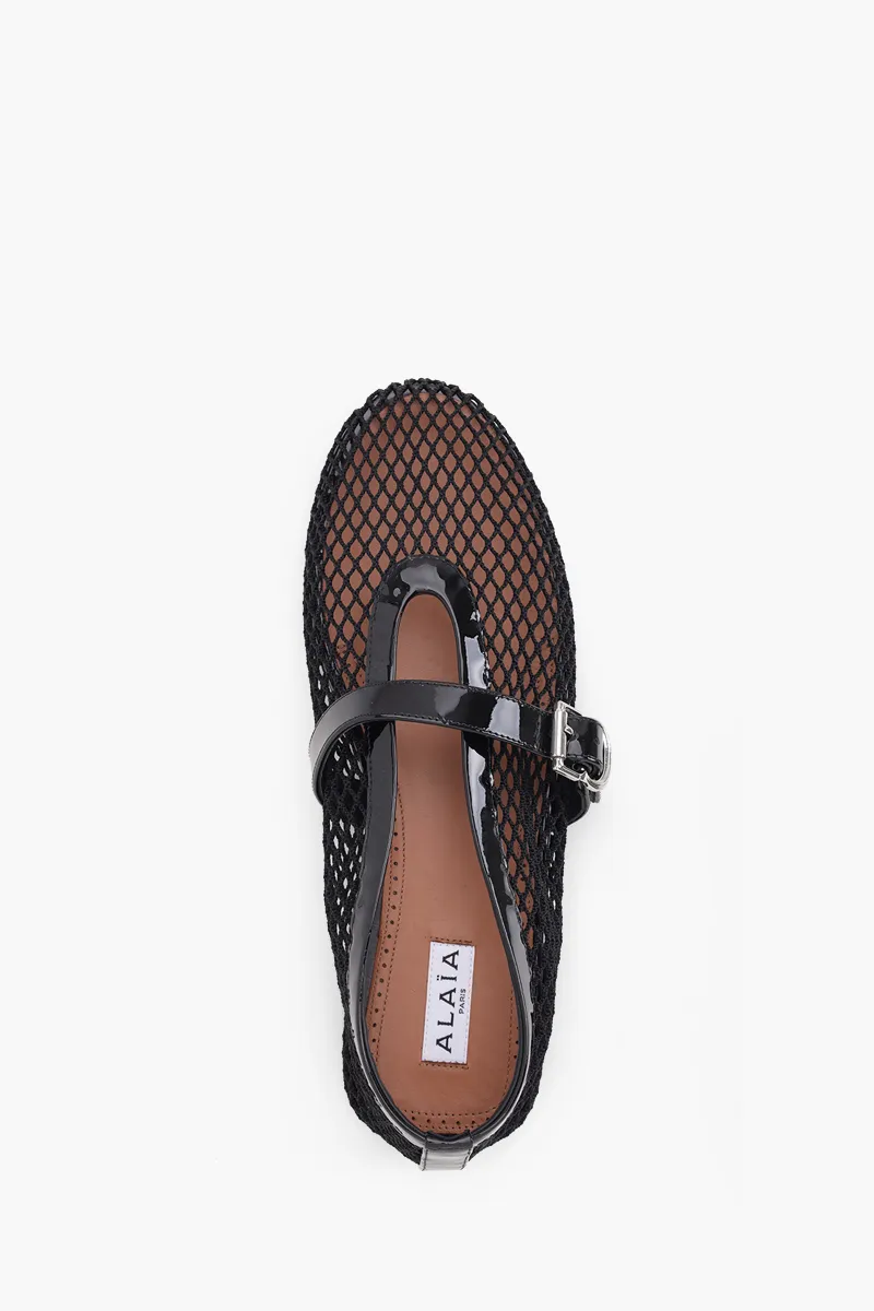 ALAIA Women Fishnet Ballet Flats Shoes in Black 3