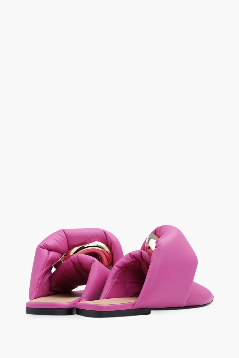 JW ANDERSON Women Chain Slide Sandals in Fuchsia GHW 2