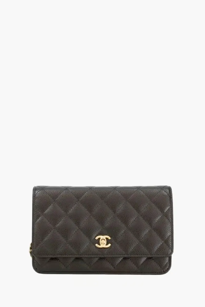 CHANEL Classic Wallet On Chain in Black Caviar LGHW 0