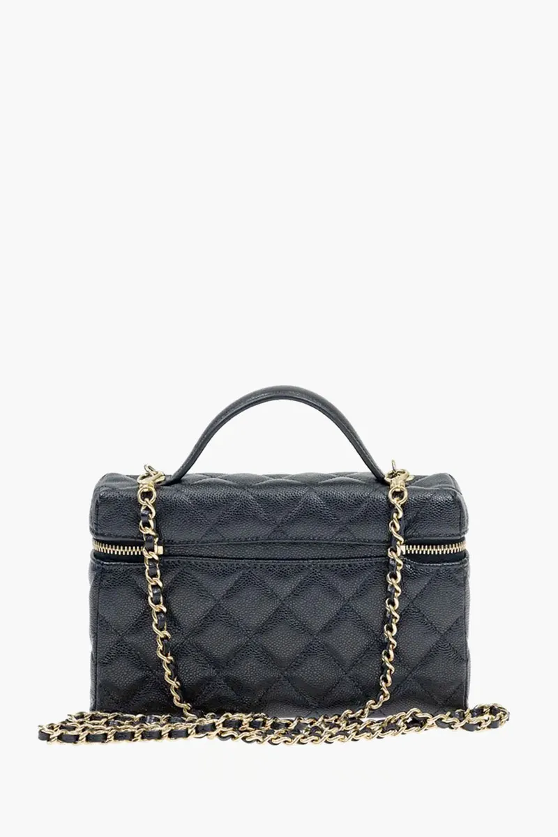 CHANEL Vanity Clutch with Chain in Black Caviar GHW 1