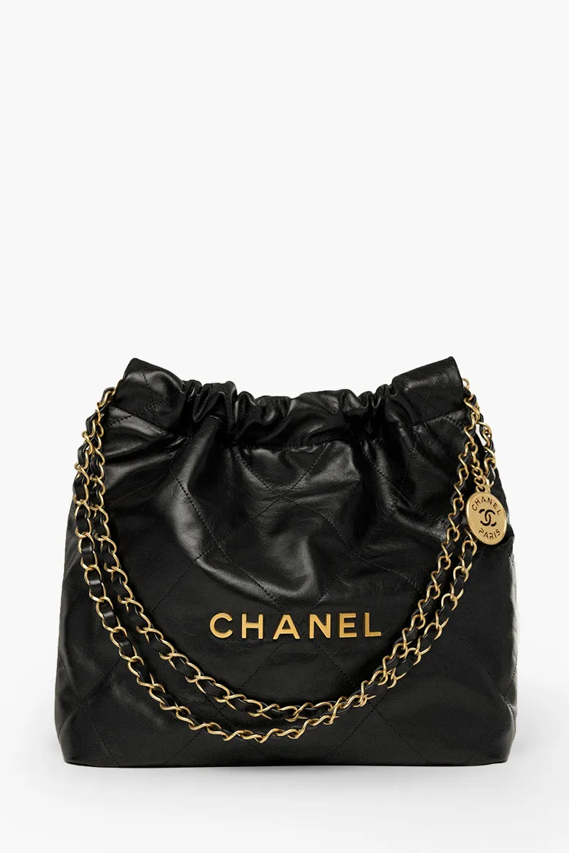 CHANEL Small C 22 Handbag in Black Shiny Calfskin GHW 0