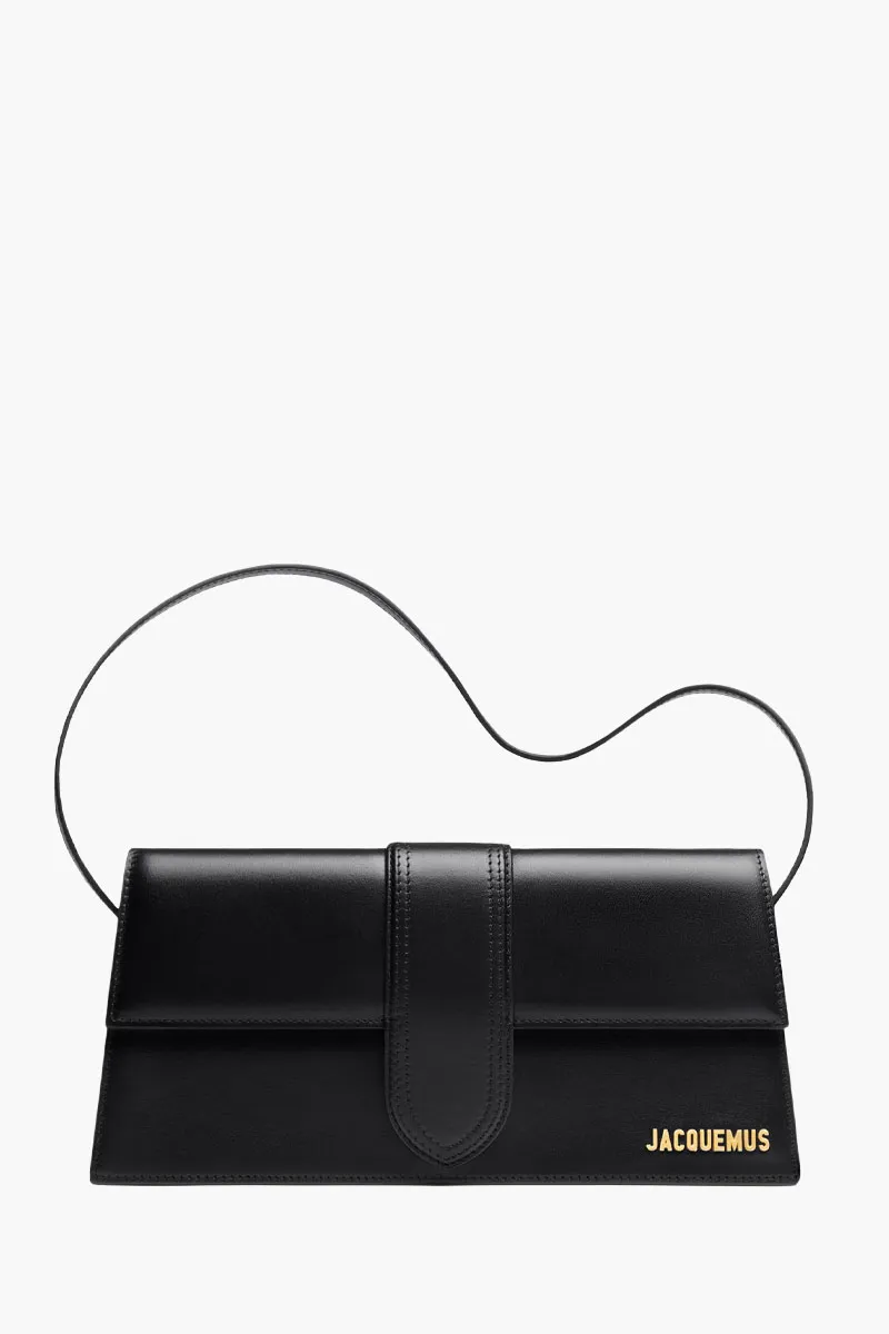 JACQUEMUS Le Bambino Long Shoulder Bag in Black Cowhide Leather 0
