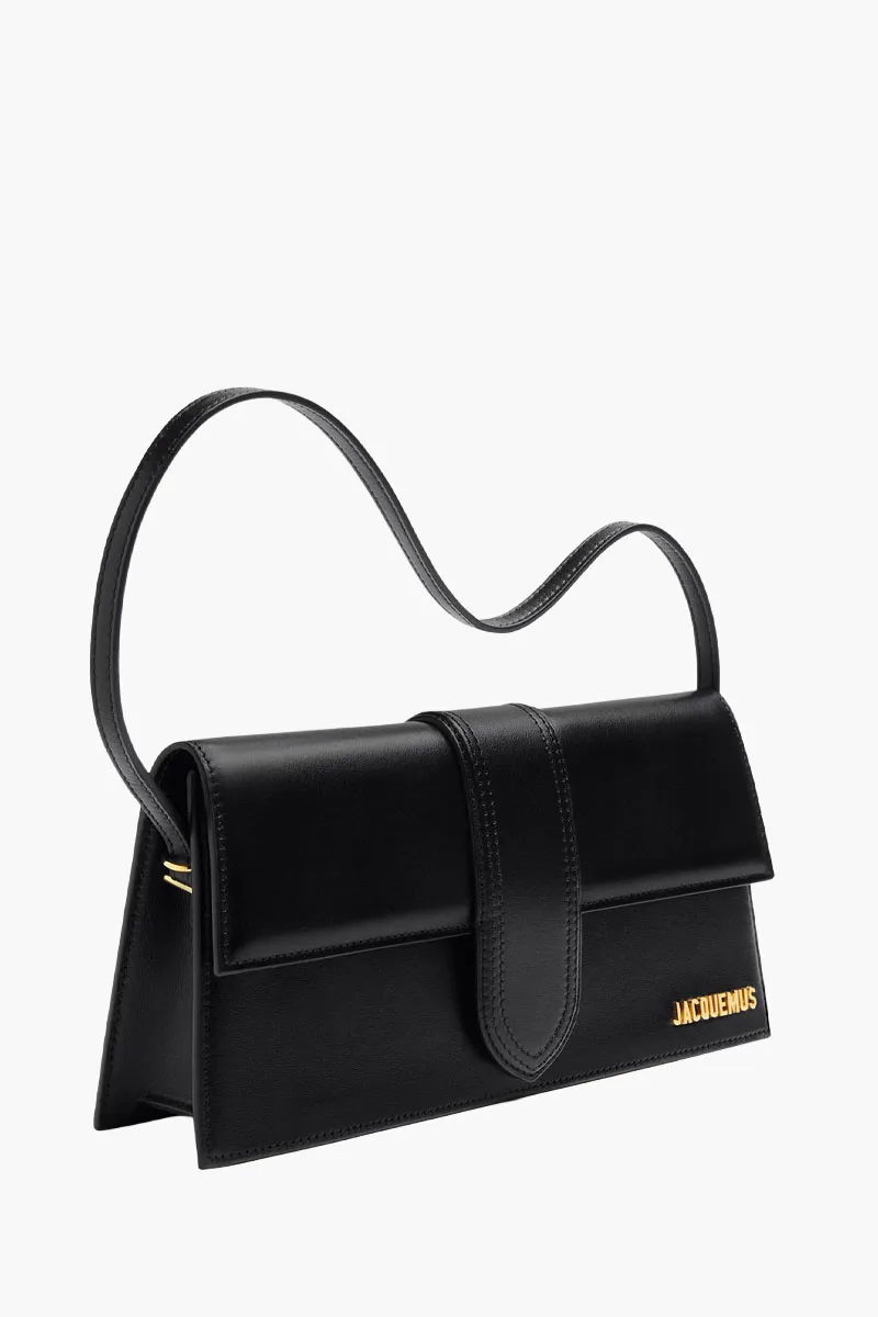 JACQUEMUS Le Bambino Long Shoulder Bag in Black Cowhide Leather 1