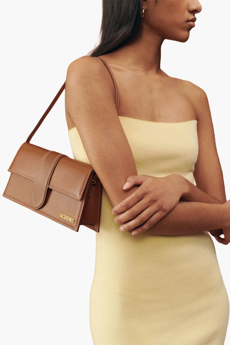 JACQUEMUS Le Bambino Long Shoulder Bag in Light Brown Cowskin 3