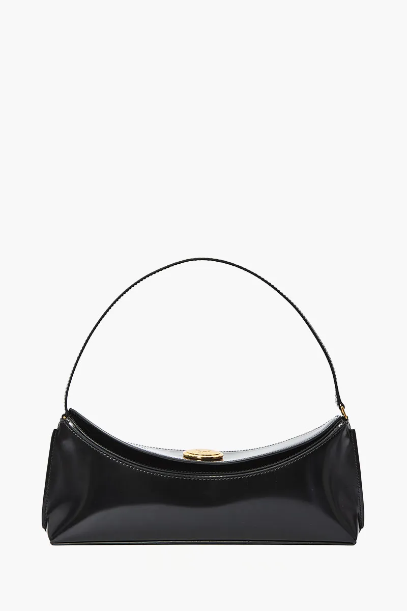 JACQUEMUS La Pochette Ovalo Shoulder Bag in Black Calfskin Leather 0