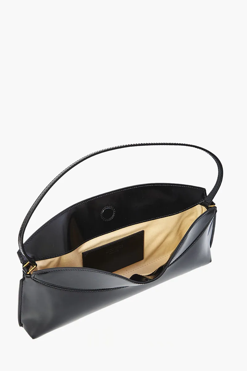JACQUEMUS La Pochette Ovalo Shoulder Bag in Black Calfskin Leather 2