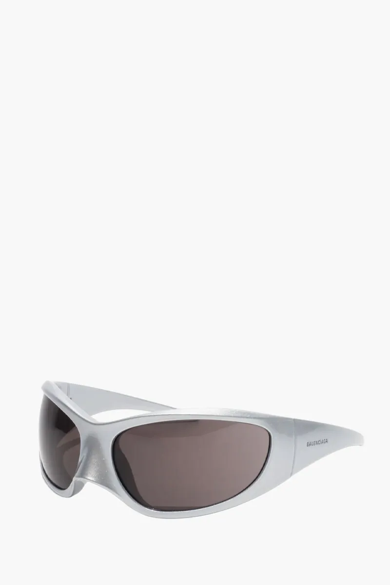 BALENCIAGA Men Skin XXL Cat Sunglasses in Silver/Grey Acetate 1