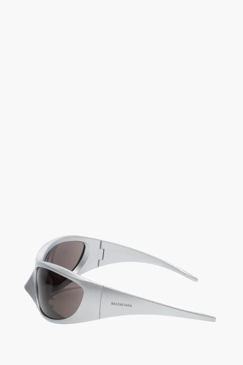 BALENCIAGA Men Skin XXL Cat Sunglasses in Silver/Grey Acetate 2