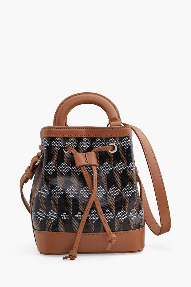 AU DEPART La Petite Dauphine Monogram Bucket Bag in Cognac Multicolor Reflective Jacquard 0