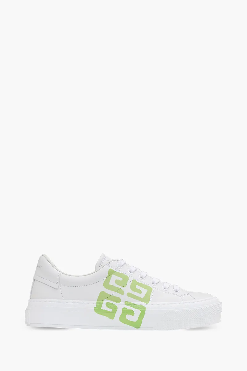 GIVENCHY Women 4G Effect City Sneakers in White/Green 0