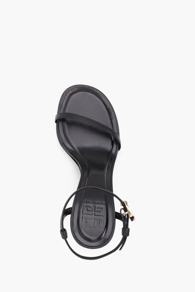 GIVENCHY Women G Cube Ankle Strap Sandals 85mm in Black Leather 3