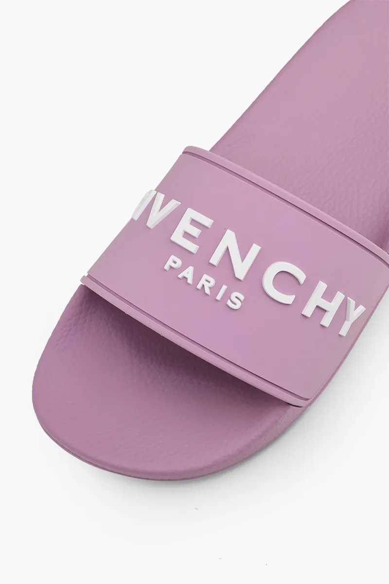 GIVENCHY Women Logo Signature Raised Slides in Orchid Purple Rubber 4