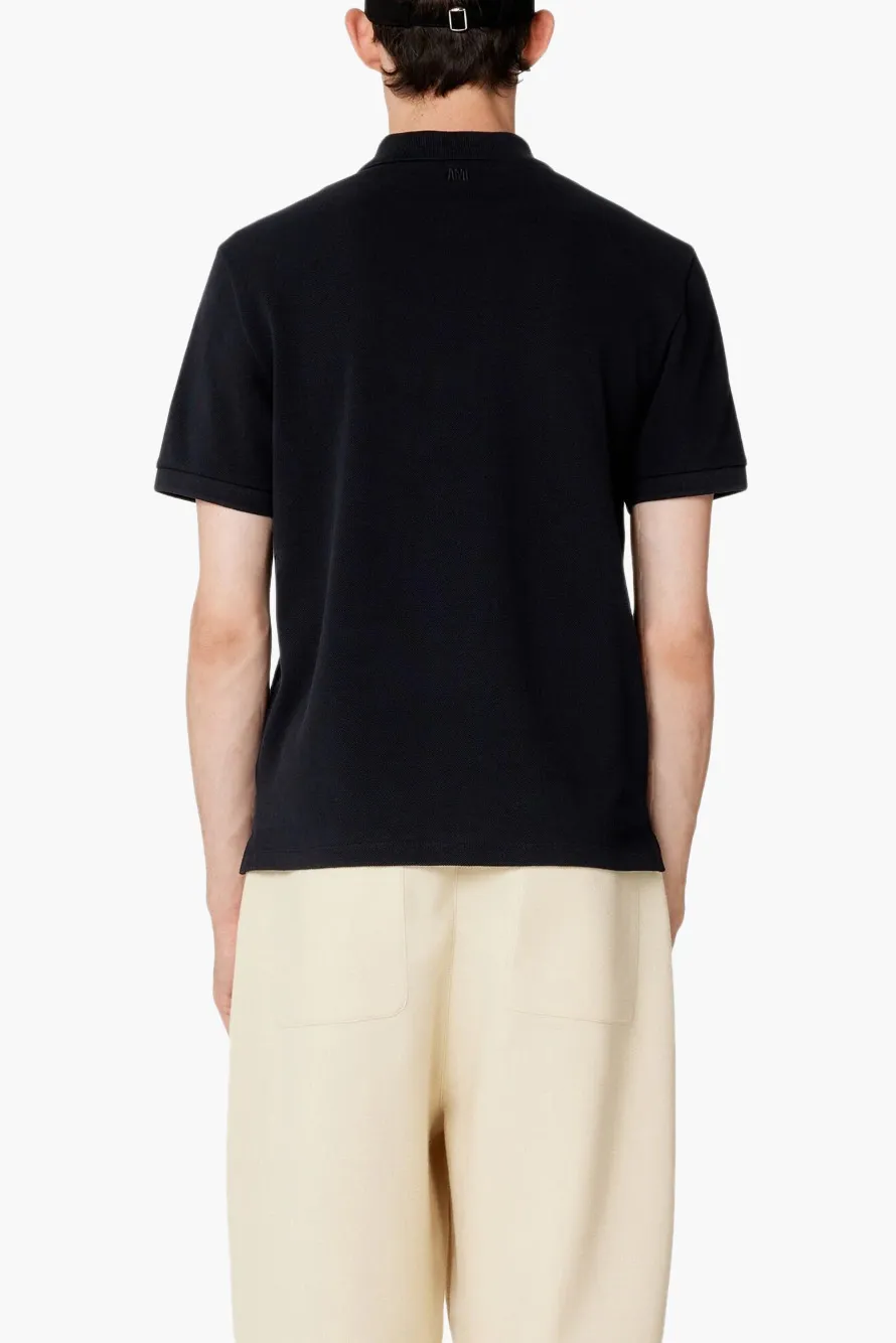 AMI Men Red Ami De Coeur Polo Shirt in Black 2
